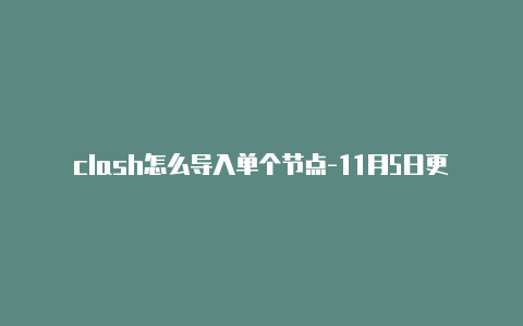 clash怎么导入单个节点-11月5日更新-Clash for Windows